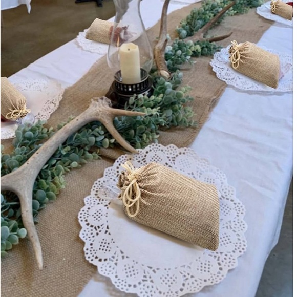 NEW Burlap Party Treat Bags Wedding Birthdays 25 ct with tags - Picture 3 of 3